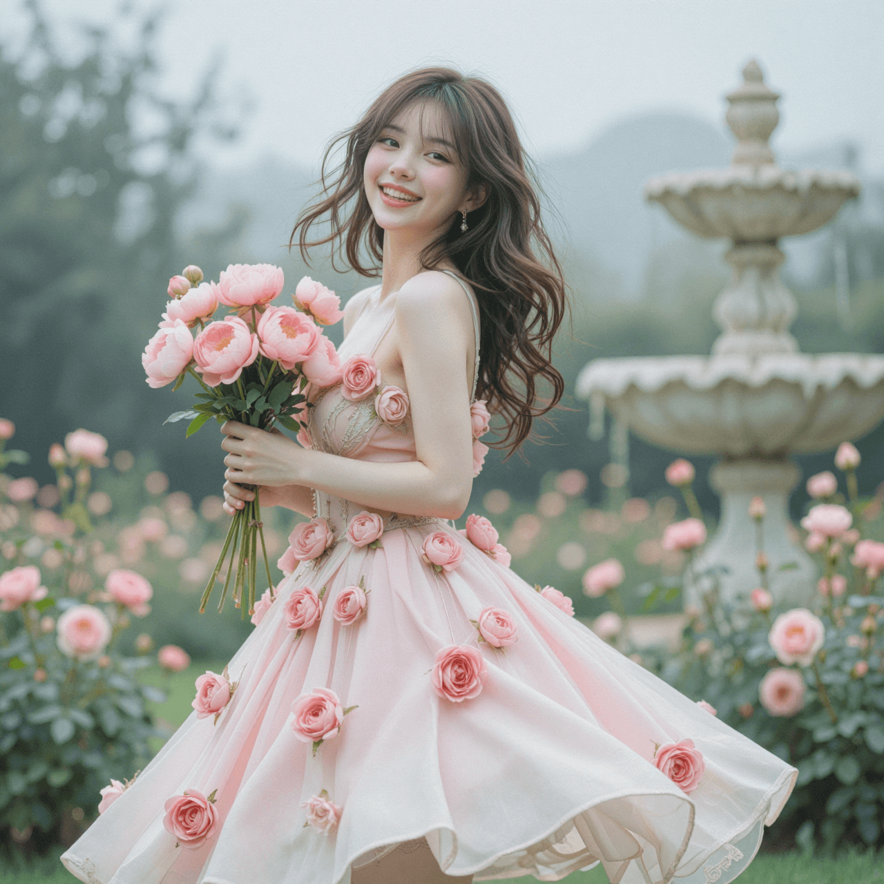 AI generated: English Rose Garden (Ecstatic & Dutch Angle)
a. Shooting Angle & Pose: Tilted "Dutch Angle" medium s...