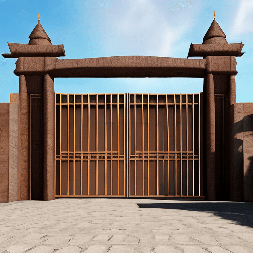 AI generated: foundation giant entrance gate, modern ethnic
