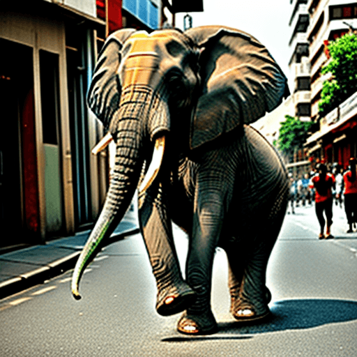 AI generated: elephant dancing in the street