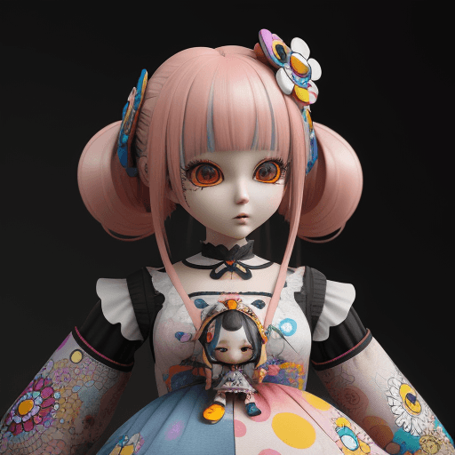 AI generated: anime doll wearing designed by Takashi Murakami, colorful, intricate detail texture, 3d render, unre...