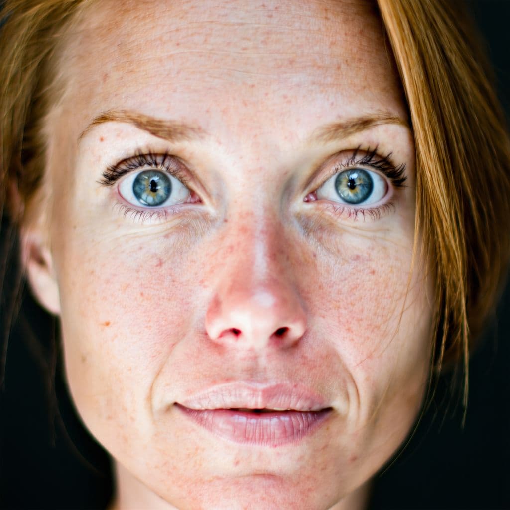 AI generated: A real photograph of  Norwegian Female .She has deep-set almond eyes that have the color blue. Her c...