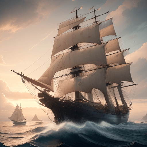 AI generated: Photo of a ultra realistic sailing ship, dramatic light, pale sunrise, cinematic lighting, battered,...