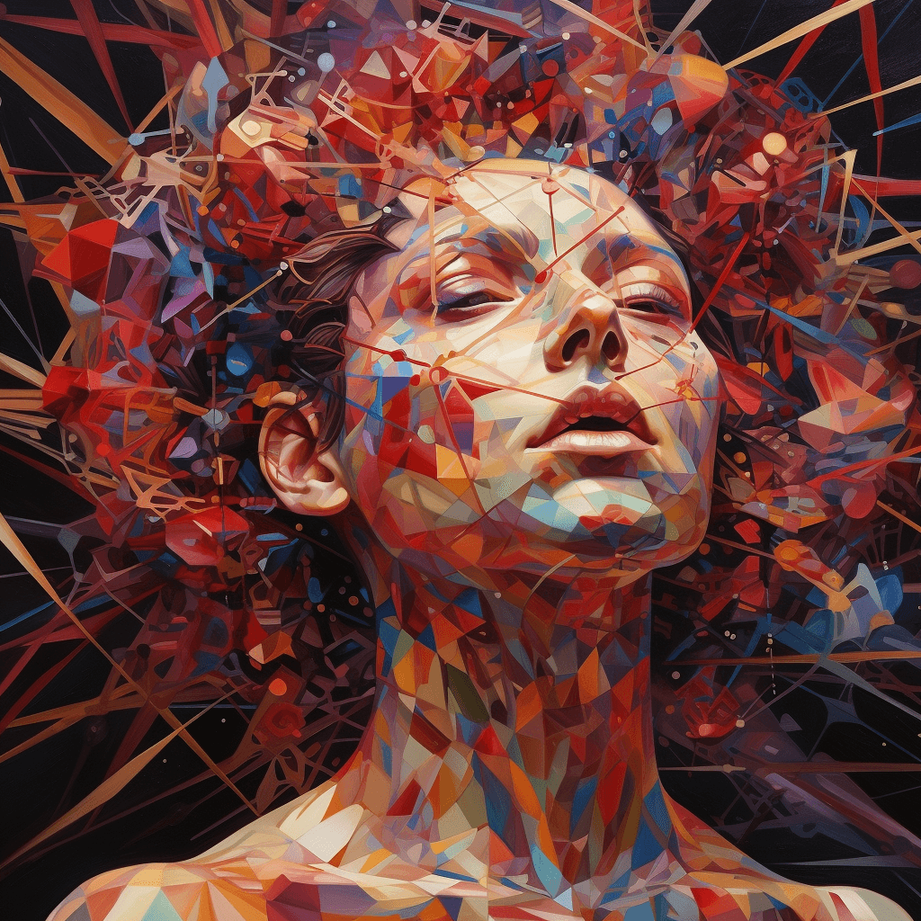 AI generated: the vagus nerve and vibrations, geometric shapes, polygonal, masterpiece