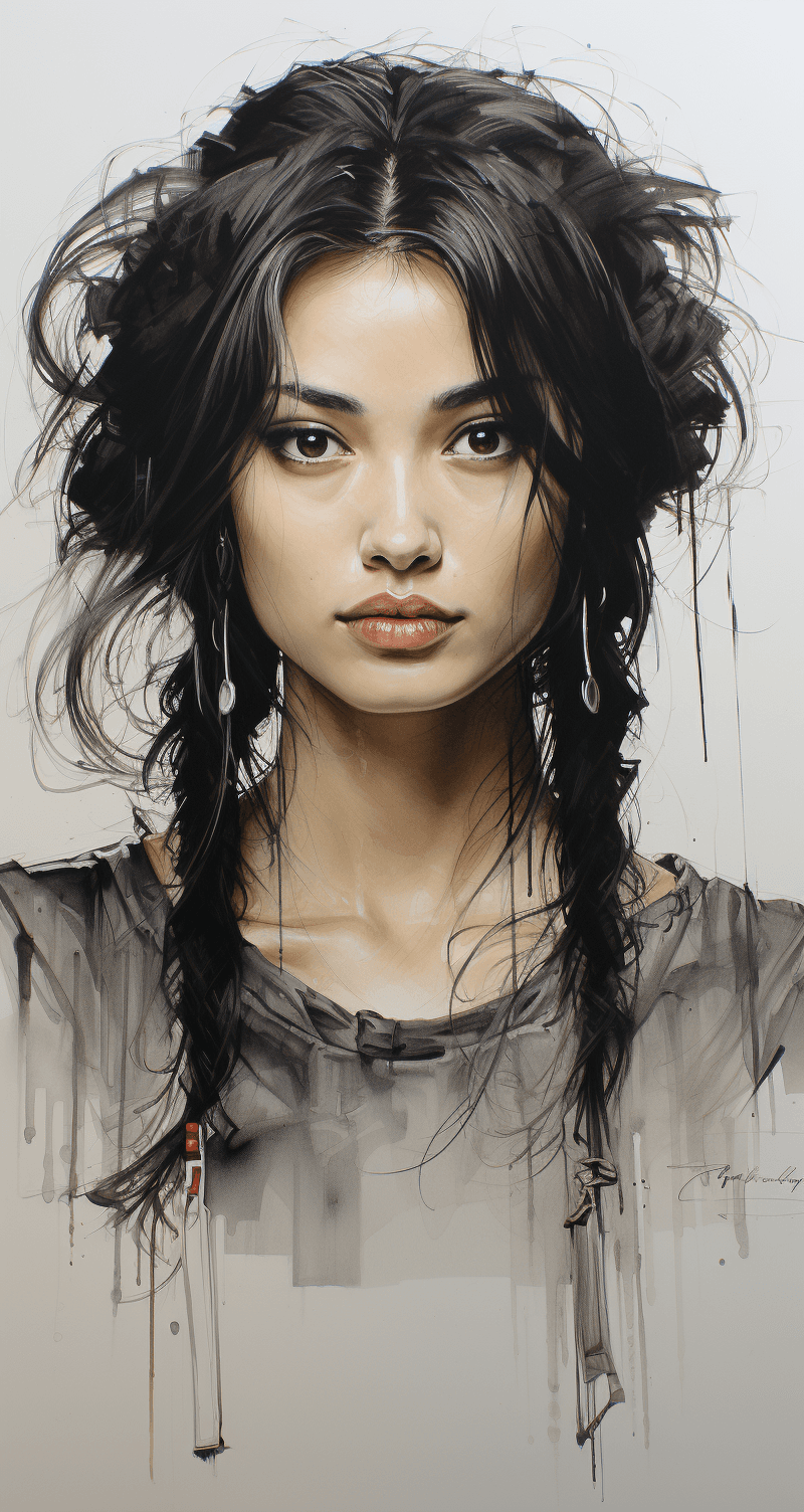 AI generated: sketch of a stunning Japanese woman, face only --ar 68:128 --stylize 750 --v 5.2