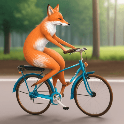 AI generated: Foxes riding bicycles, ultra realistic. 