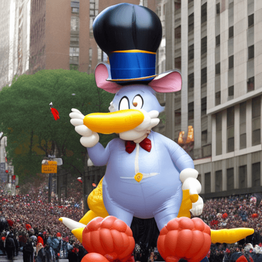 AI generated: Max from Sam & Max Freelance Police as a Macy's Thanksgiving Day Parade Balloon.