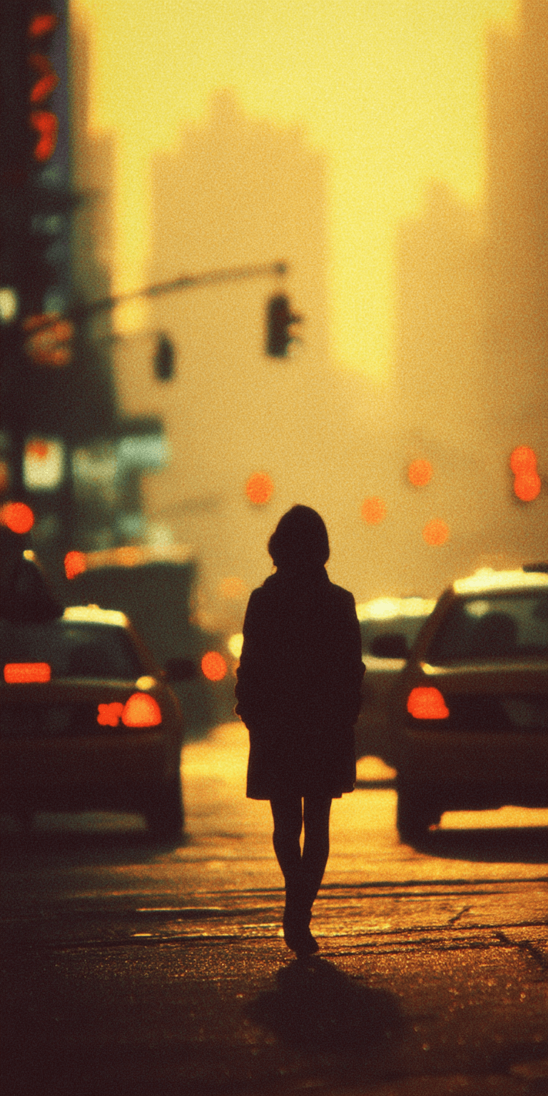 AI generated: photo of a woman, city street, shot on an iPhone 16 Max --no freckles --chaos 65 --ar 1:2 --profile ...