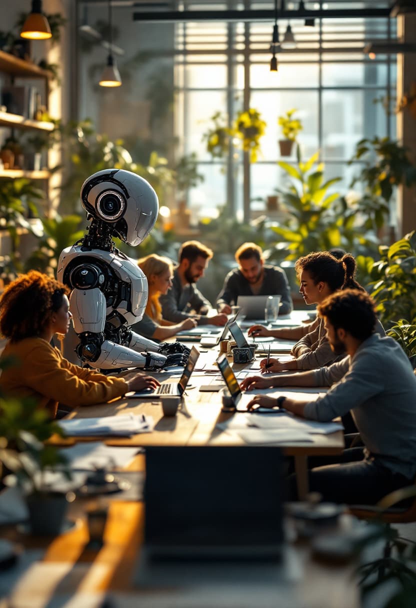 AI generated: A highly detailed cinematic shot capturing a community of entrepreneurs from the knees up, gathered ...
