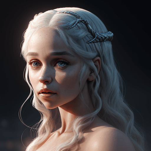 AI generated: daenerys targaryen | holographic photography shoots, in the style of tanya shatseva, daz3d, street p...
