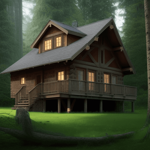 AI generated: A home in the wood 