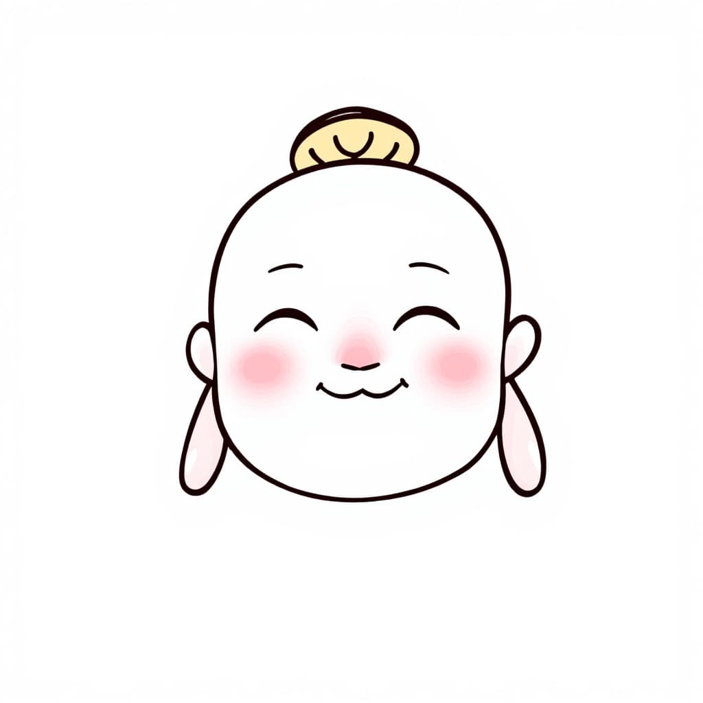 AI generated: Draw a cute Q version of Jialan Bodhisattva. Cute face. The corners of his mouth were slightly raise...