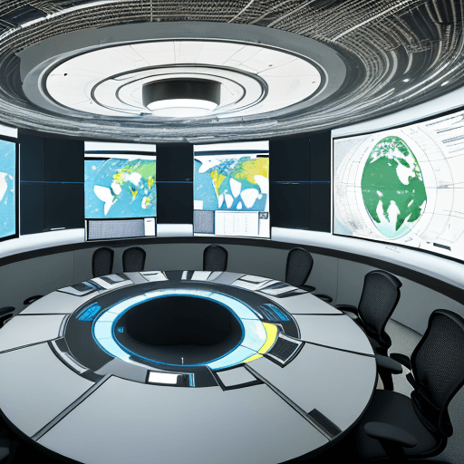 AI generated: High-resolution, futuristic office environment with a warm, humanized atmosphere. The space is fille...