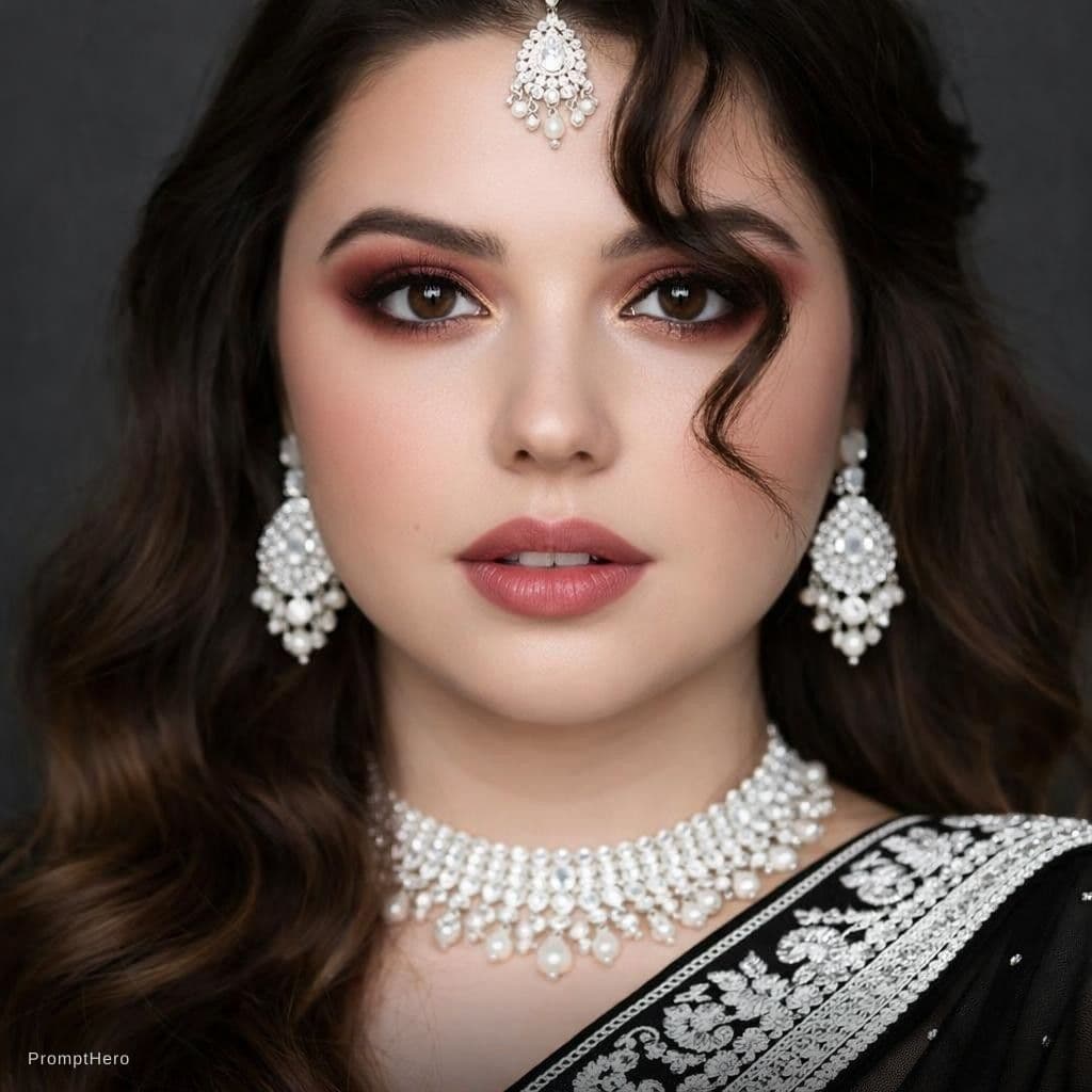 AI generated: Generate My Pic white and black Saree 