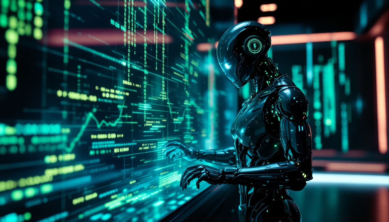 AI generated: "Crea un video hiperrealista en resolución 4K que muestre a un androide futurista interactuando con ...