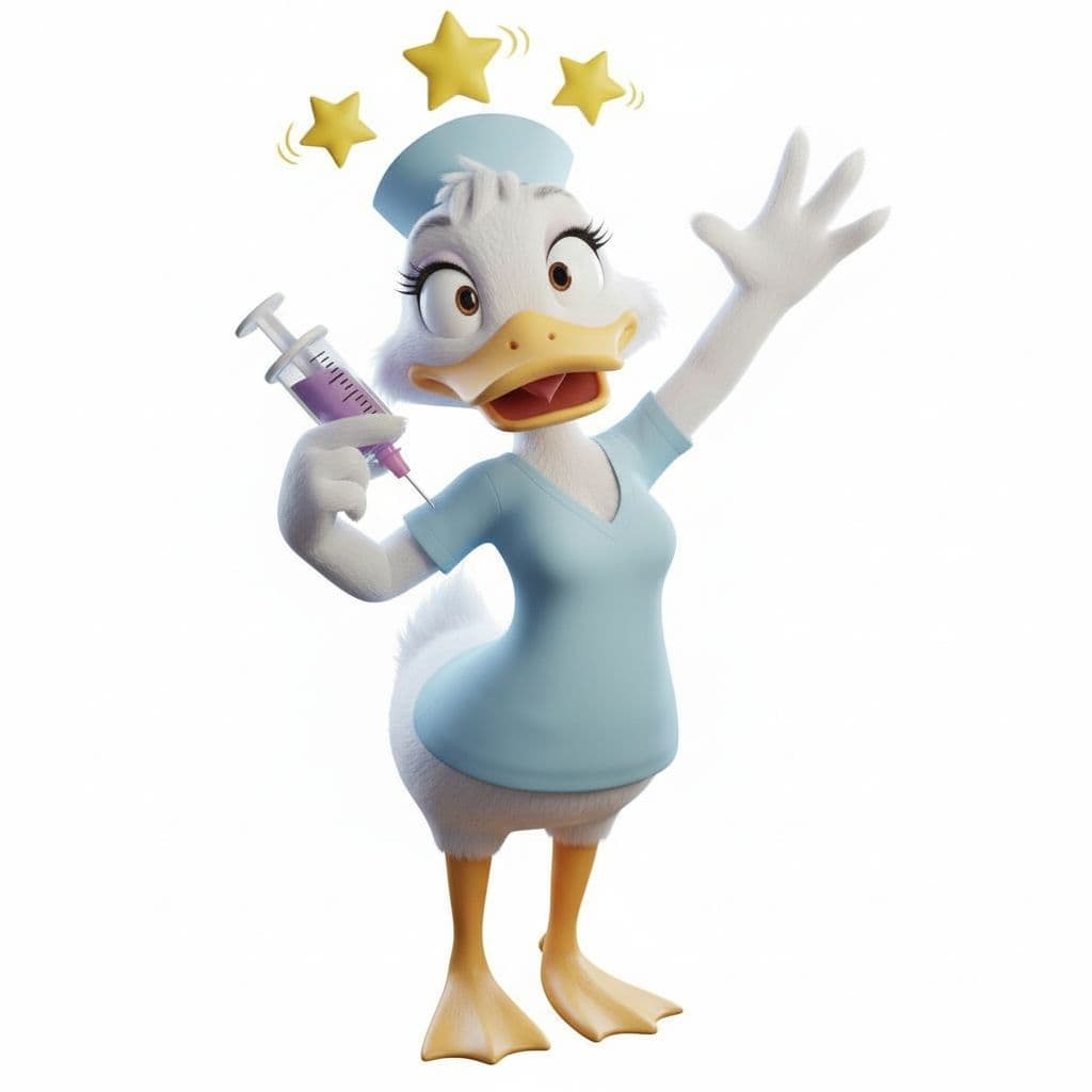 AI generated: Bulging eyes, beak open in a tiny “eep!” expression. One hand frozen mid-reaction, the other holding...
