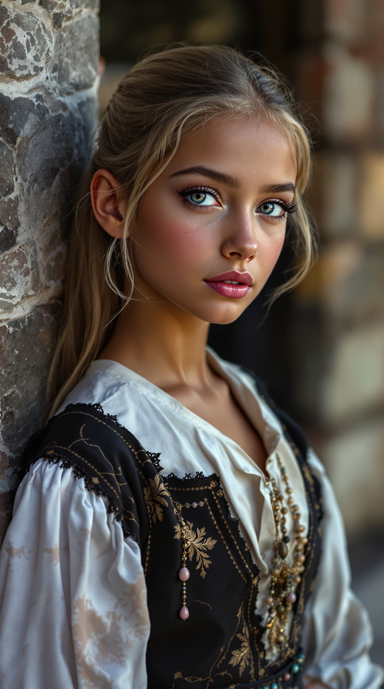 AI generated: A professional portrait of an extraordinarily beautiful eleven-year-old girl from 19th century Istan...