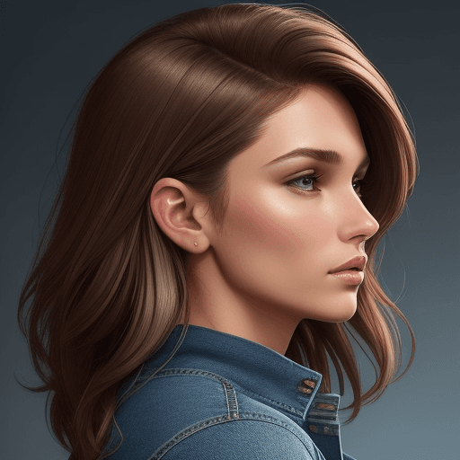 AI generated: An image of a woman in a side profile with a confident pose. She has brown hair with bronze highligh...
