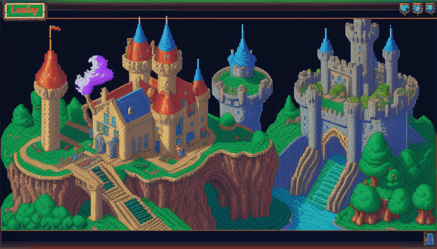 AI generated: 16 bit pixel art, fantasy castle for pixel game, hdr, SAI Pixel Art