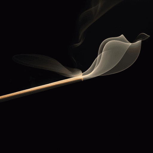 AI generated: Smoke from an incense stick on a black background, a ray of light through the smoke