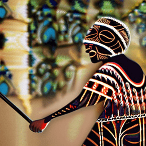 AI generated: photo of an aboriginal person using the Aboriginal songlines to navigate,  cinematic, hyper realism,
