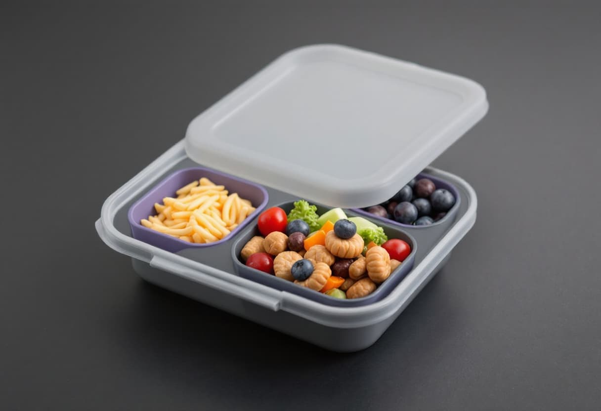 AI generated: Minimalistic divided food container showcasing modern design and functionality.