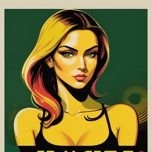 AI generated: a colored painting of a pretty woman with an eye for detail, in the style of richard phillips, shepa...