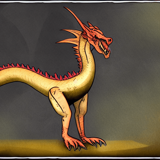 AI generated: Anthro female dragon.  Feral.