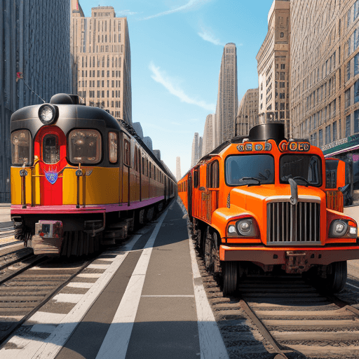 AI generated: Hyper realistic   New York city 2020s color street life train on building cars on elephants donkey r...