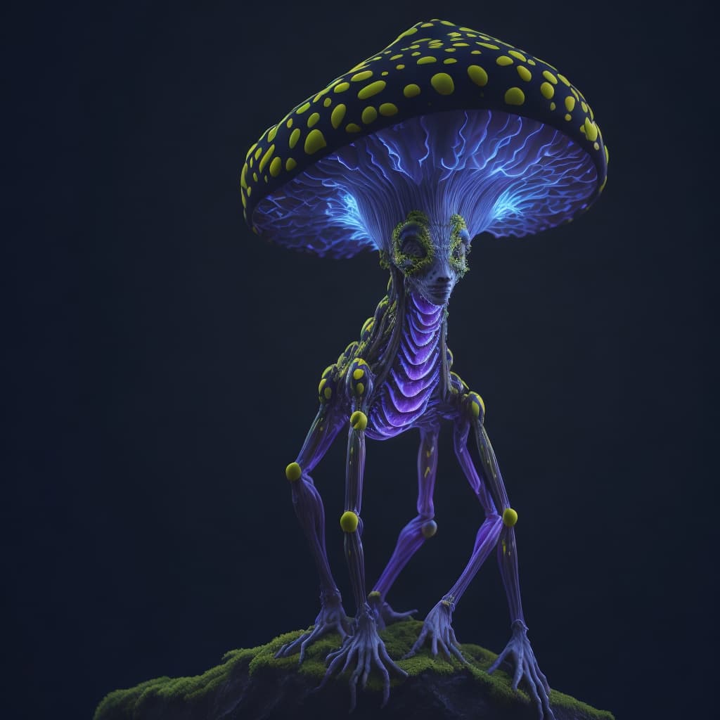 AI generated: biomorphic humanoid mushroom exuding an elegant and majestic aura,gentle glow, a vibrant gradient co...