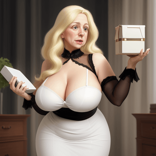 AI generated: Hyper realistic Curvy,White,Blonde breast size:85 age:50 
Black dress
Black Stockings
face very simi...