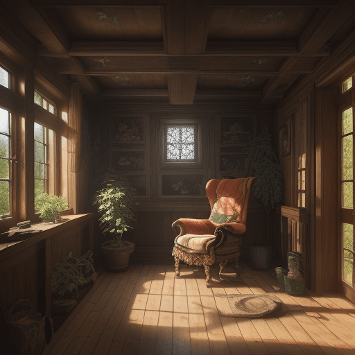 AI generated: High resolution photography interior design, dreamy sunken gaming room, wooden floor, small windows ...