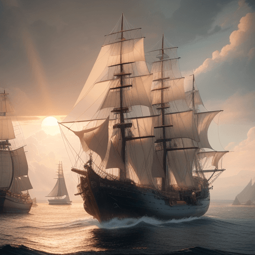 AI generated: Photo of a ultra realistic sailing ship, dramatic light, pale sunrise, cinematic lighting, battered,...