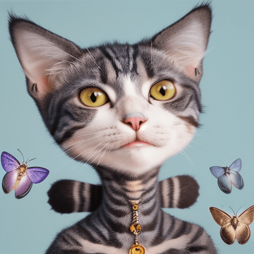 AI generated: cat and moth hybrid, anthropomorphic 