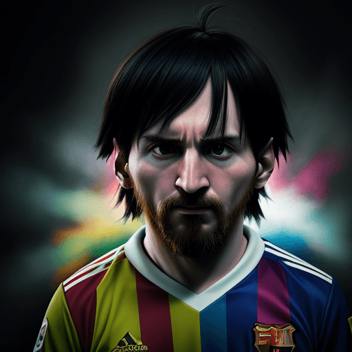 AI generated: Create a toy messi( 2014) , evil, in the style of Takashi Murakami, cinematic lighting, sharp focus,