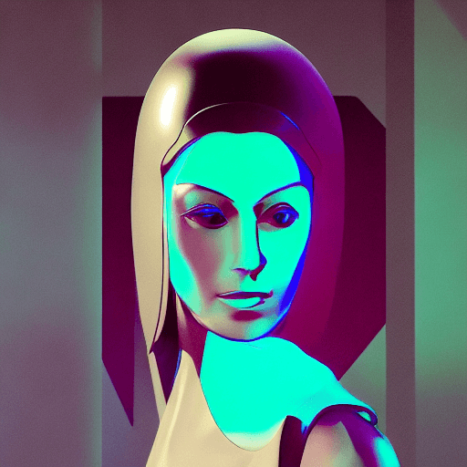 AI generated: futuristic woman from elmopix, fencer, in the style of neon realism, dark cyan, nikita veprikov, sli...