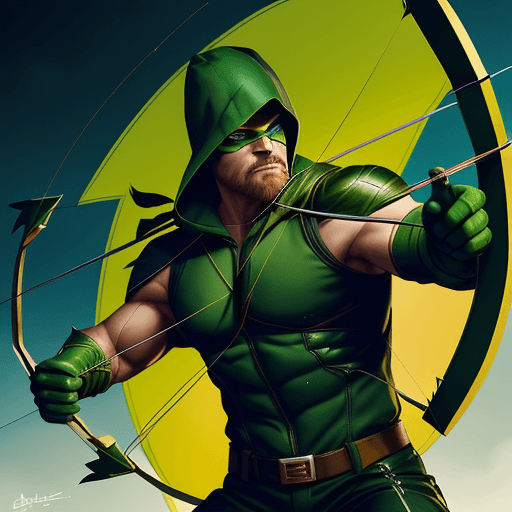 AI generated: Generate a captivating and dynamic digital illustration featuring the iconic superhero Green Arrow. ...