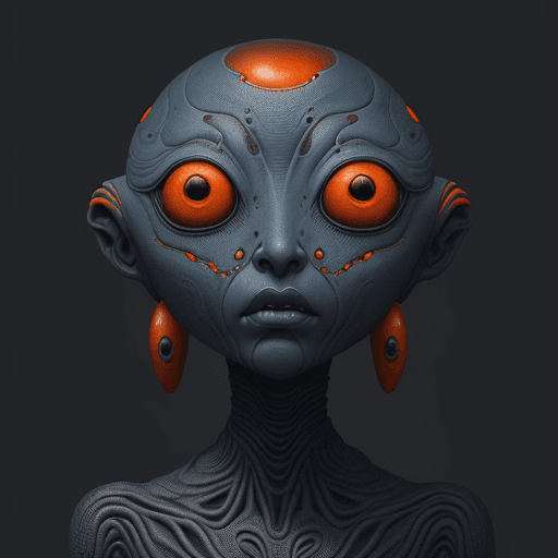 AI generated: 2d art of alien, in the style of textured illustrations, dark gray and bronze, online sculpture, nao...
