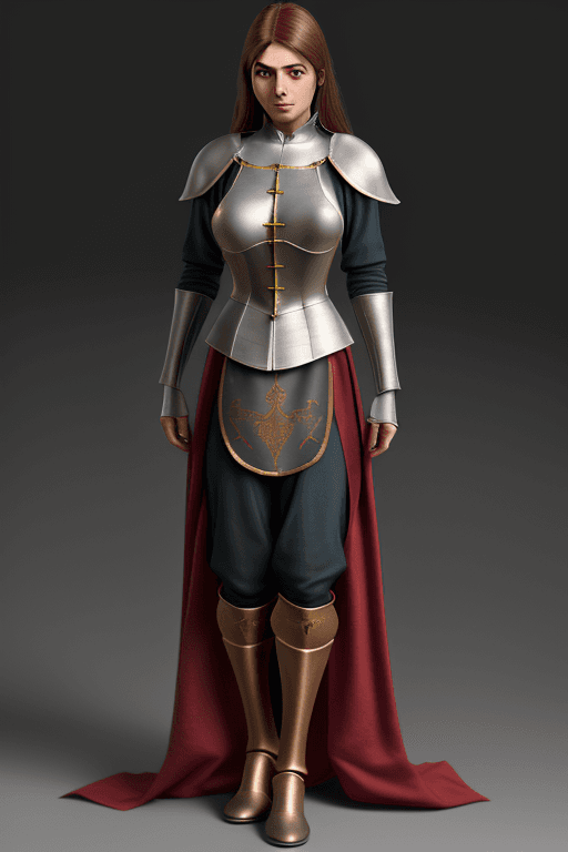 AI generated: (( full body of yhivi in a medieval suit)),(ultra photorealistic:1.3), extremely high quality high d...