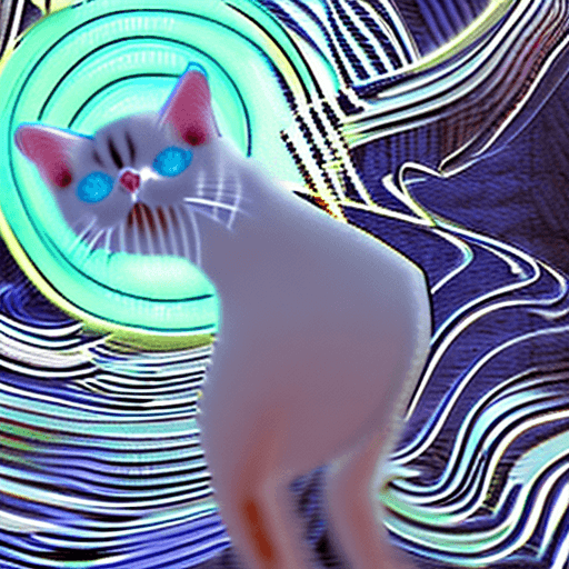 AI generated: an anthropomorphic cat wearing white linen is depicted in an action pose, swirling water with an arr...