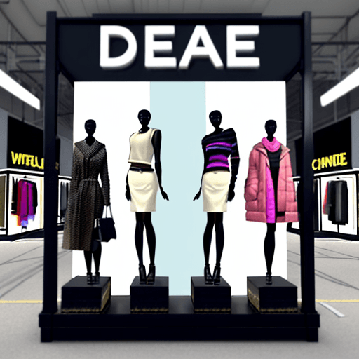 AI generated: Create an enticing backdrop for a clothing store, featuring stylish mannequins showcasing trendy out...