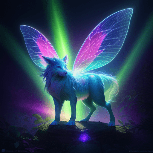 AI generated: fantasy animal made of neon rays, ultra detailed, fairy lighting, photorealistic, bright colors, vol...