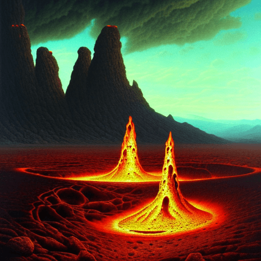 AI generated: desert, hellscape, lava, burning shrub,  fantasy, digital art, masterpiece, realistic, 8k hd high de...