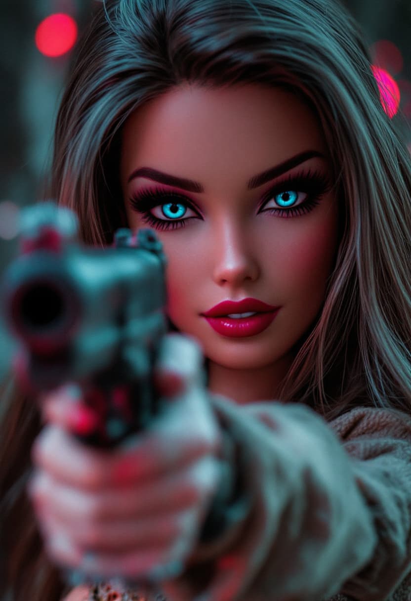 AI generated: RPG, Style: MACRO, a low-quality CCTV camera with a slightly fish-eye lens efect, contributing to th...