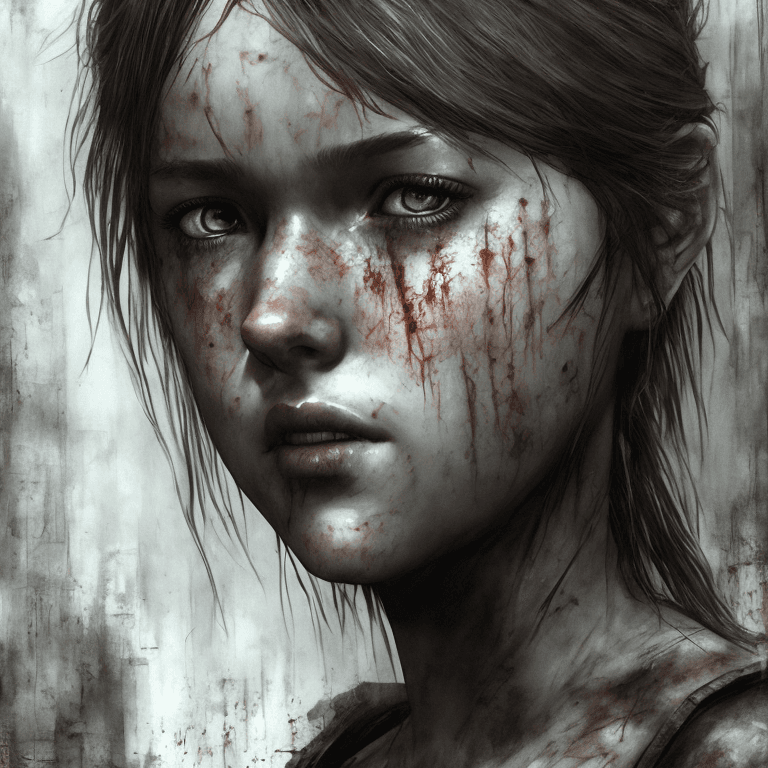AI generated: half body detailed portrait of  The Last Of Us in silent hill style, vivid, 8k, ultra realistic, sha...