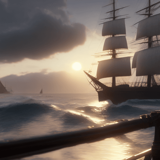 AI generated: Photo of a ultra realistic sailing ship, dramatic light, pale sunrise, cinematic lighting, battered,...