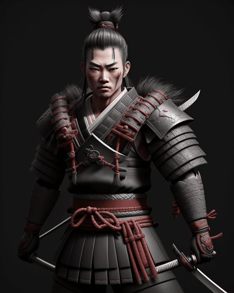 AI generated: samurai boy warrior::4 hyper-realistic ::5 detailed character expressions :: 3 Ultra-detailed Qualit...