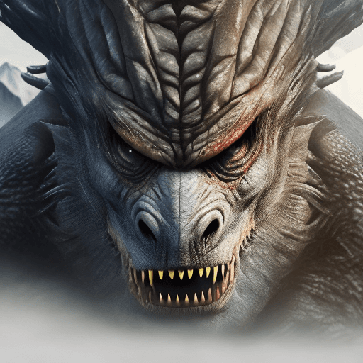 AI generated: An amazing creature in the mountains with angry and serious face with stunning eyes , image gonna be...