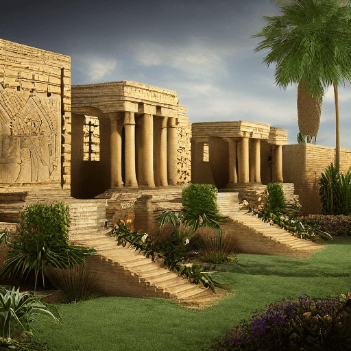 AI generated: ancient babylon, cinematic, hyperrealistic, gardens