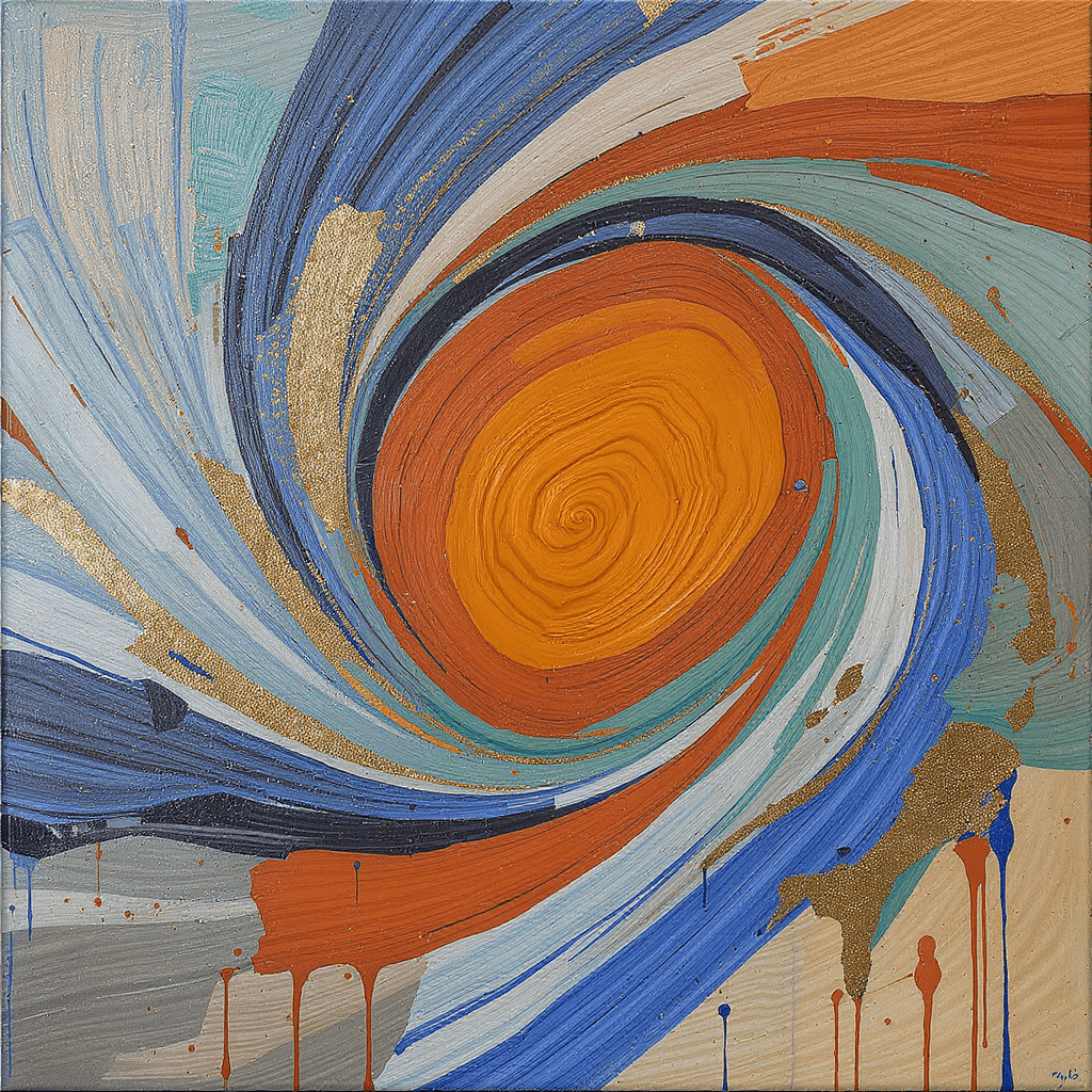 AI generated: Create an abstract artwork that looks like something a human would make. The artwork itself should h...