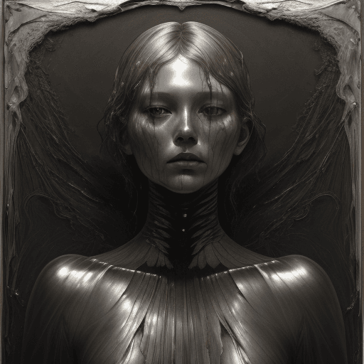AI generated:  a woman , in the style of made of liquid metal, layered fabrications, nicola samori, brian jungen, ...